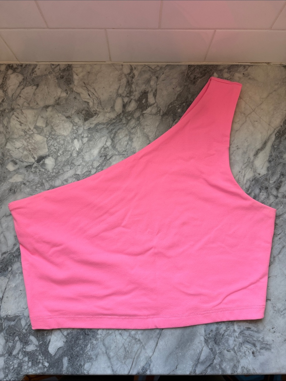 Susana Monaco One-Shoulder Crop Top in Bright Pink
